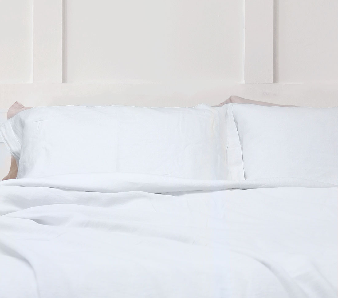 Stonewashed Linen Duvet Cover In White